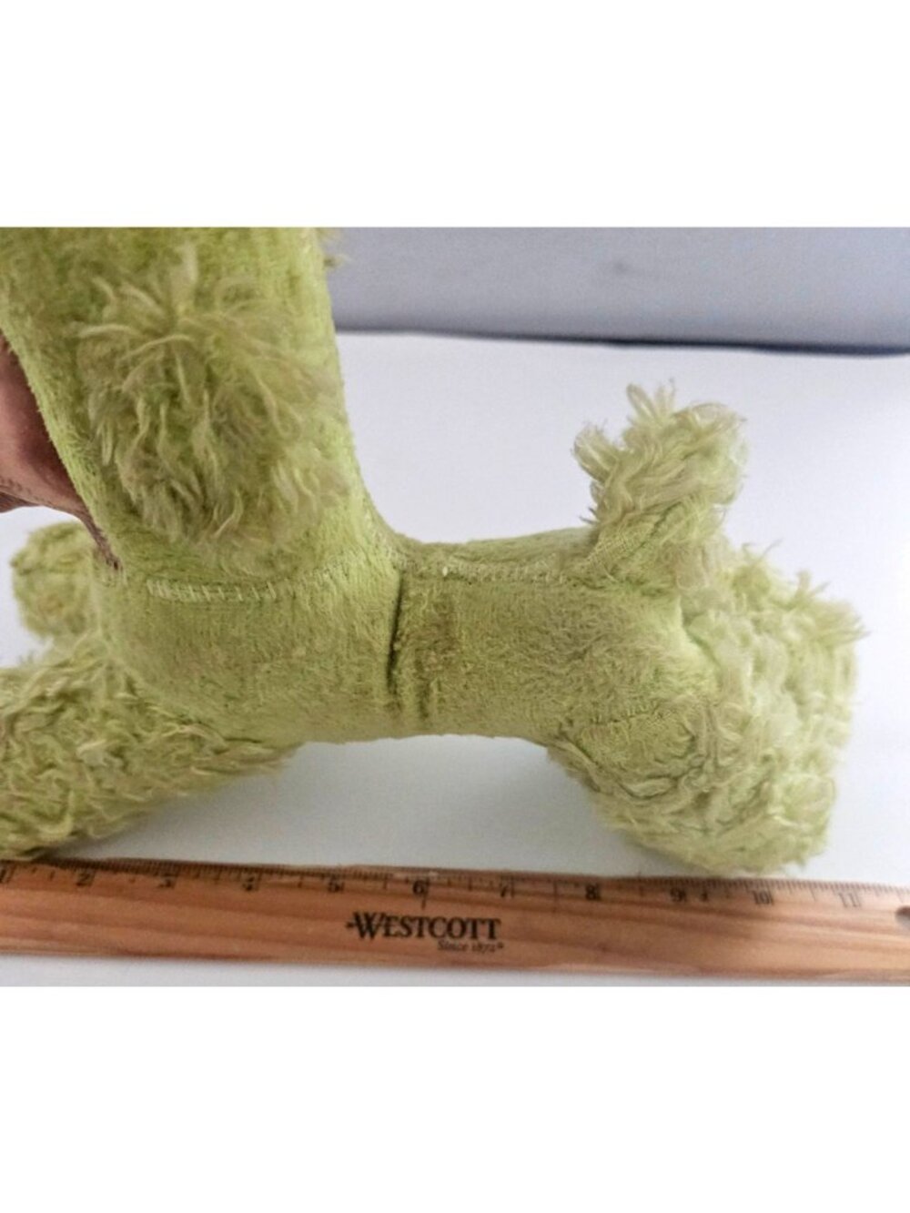 Vintage Rubber Face Dog Plush Toy Green Shaggy Fabric Mid-Century Style Hand-Sti - Picture 7 of 8
